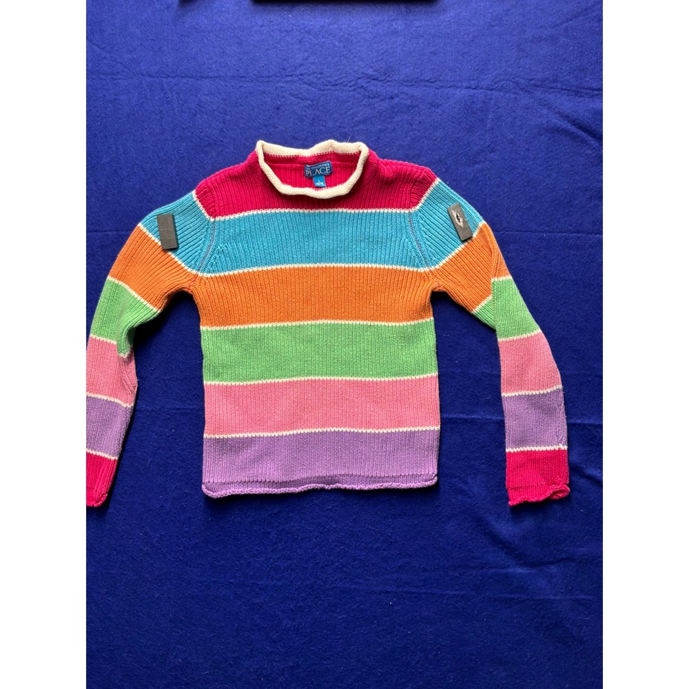 Kidcore Girls The Childrens Place Striped Mock Neck Sweater‎ L 10/12 Multicolor